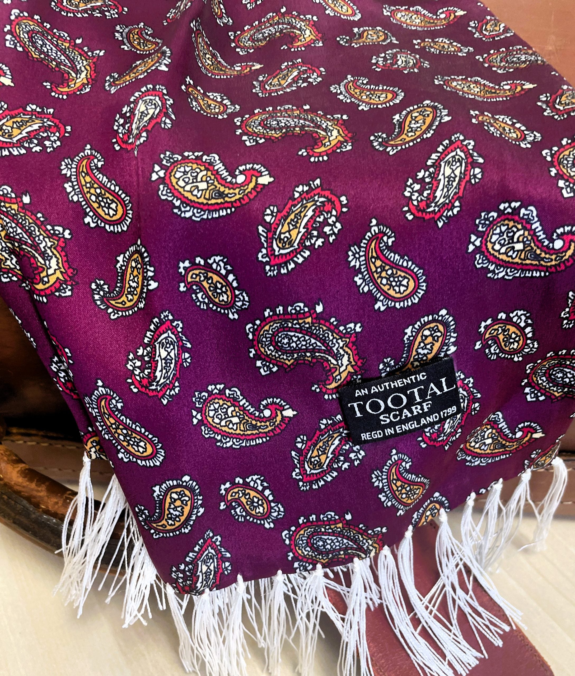 Sciarpa seta fantasia paisley bordeaux Tootal