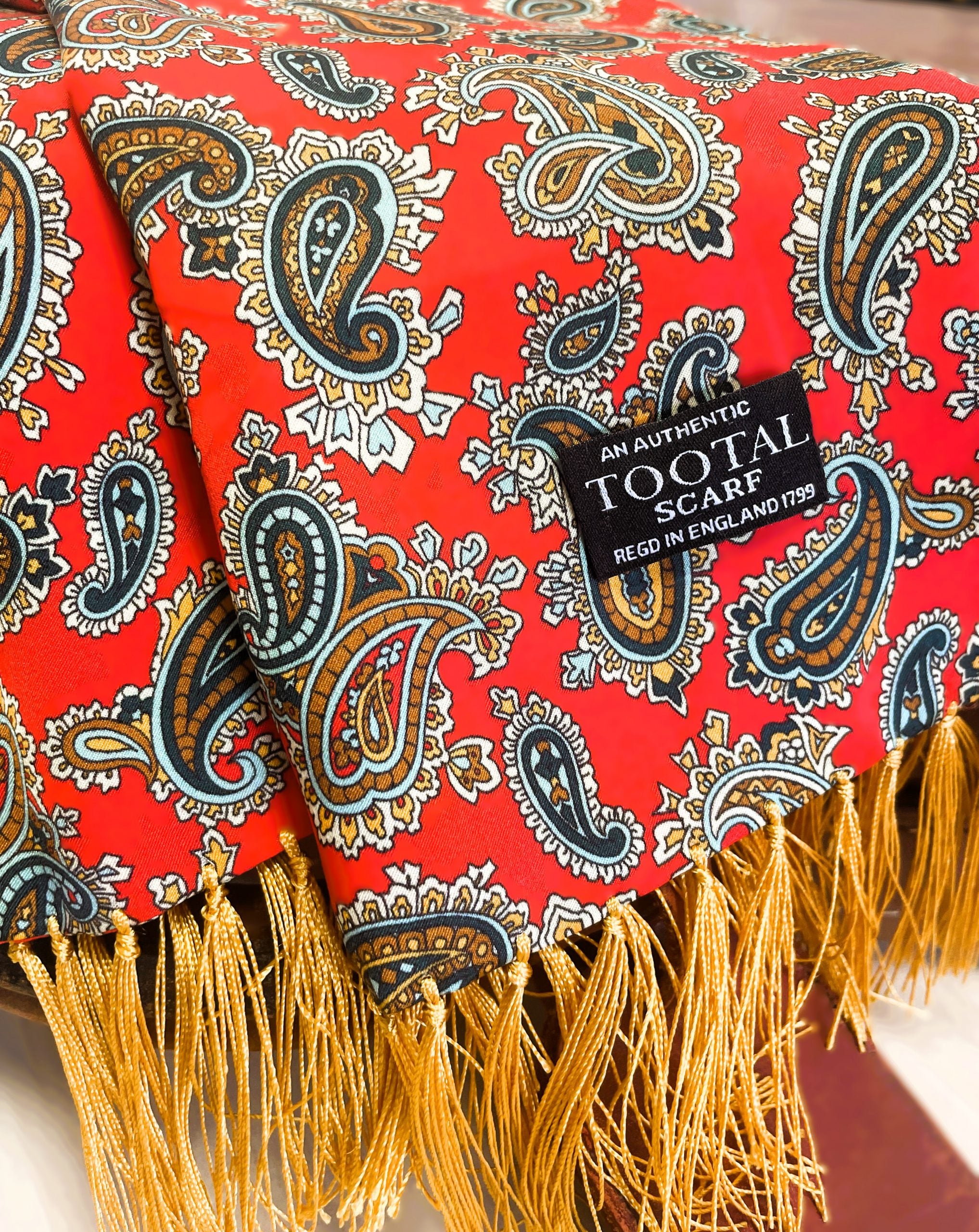 Sciarpa seta fantasia paisley rossa Tootal