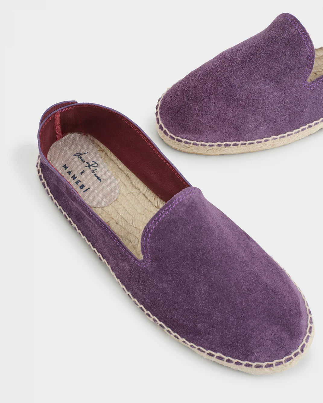 Espadrillas Tangana suede imperial plum Luca Rubinacci x Manebì