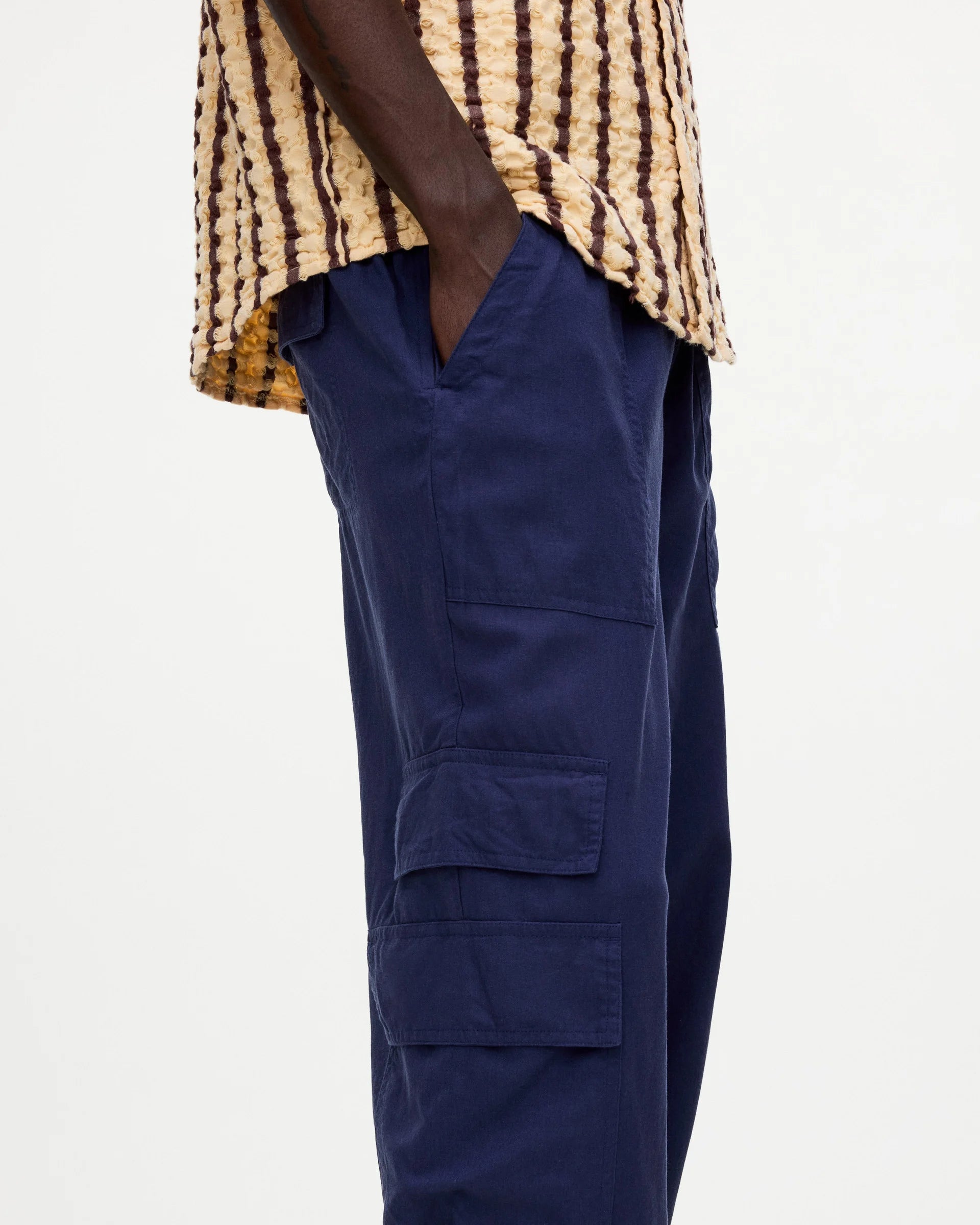 Pantaloni cargo lino navy OAS