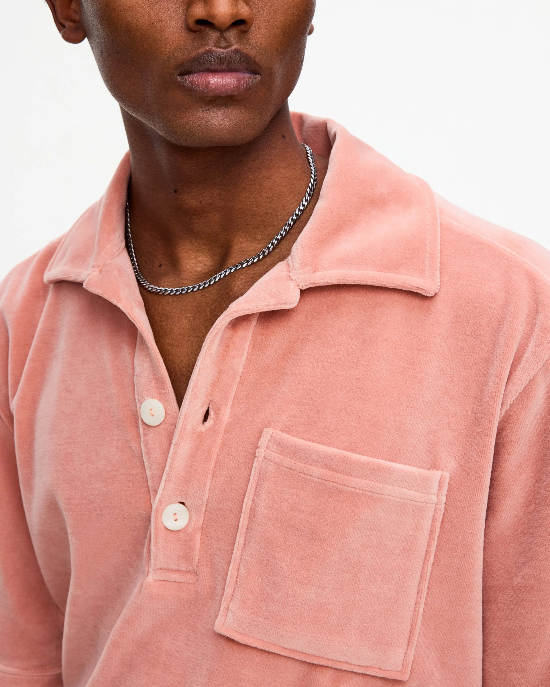 Polo velluto Cameo Girona manica corta rosa OAS