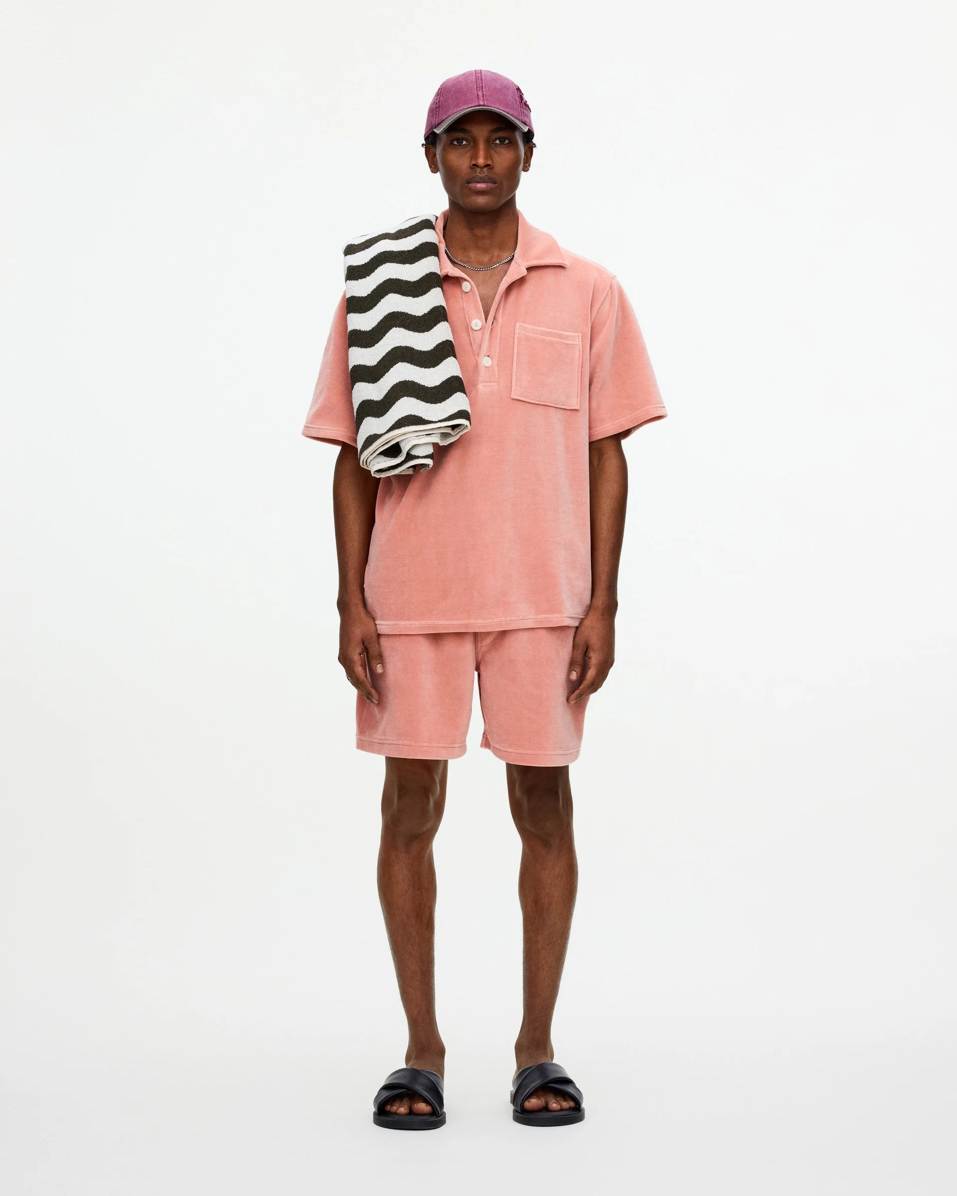 Polo velluto Cameo Girona manica corta rosa OAS