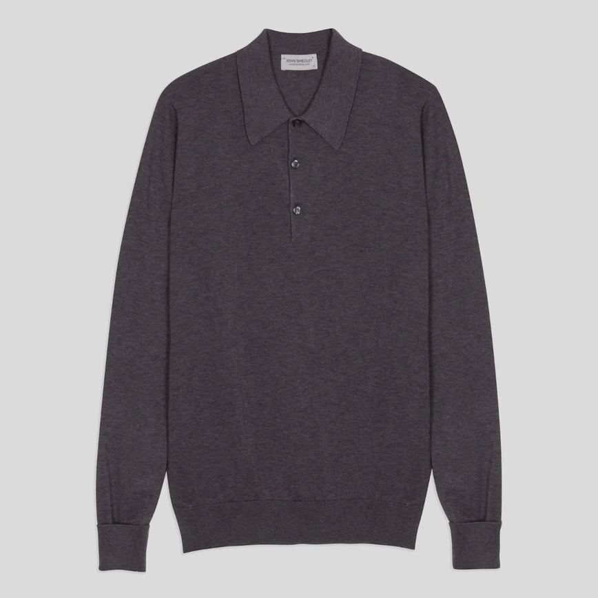 Polo Finchley manica lunga charcoal John Smedley
