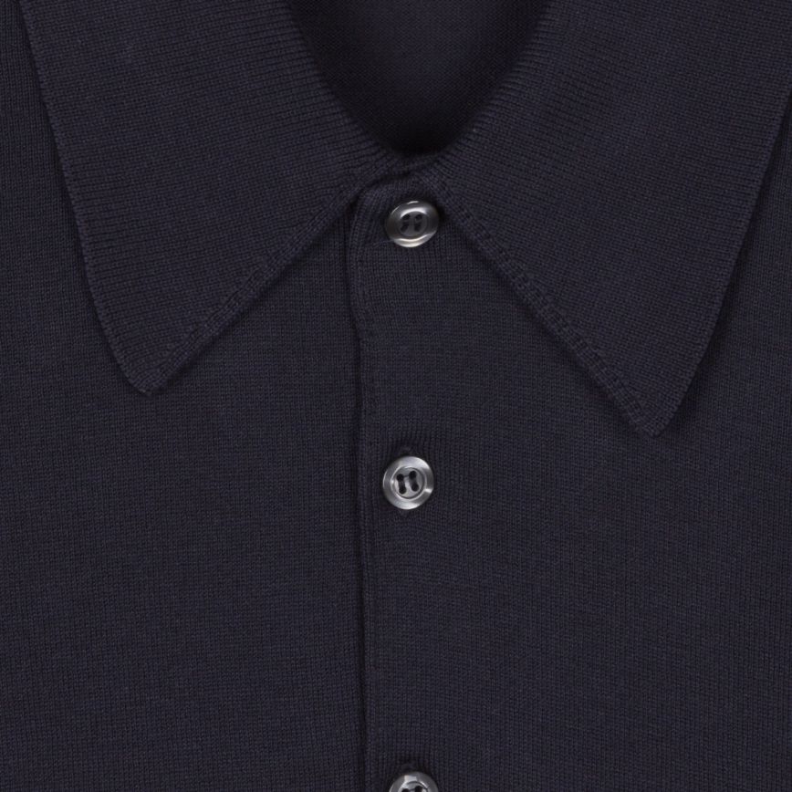 Polo Finchley manica lunga sea island cotton navy John Smedley