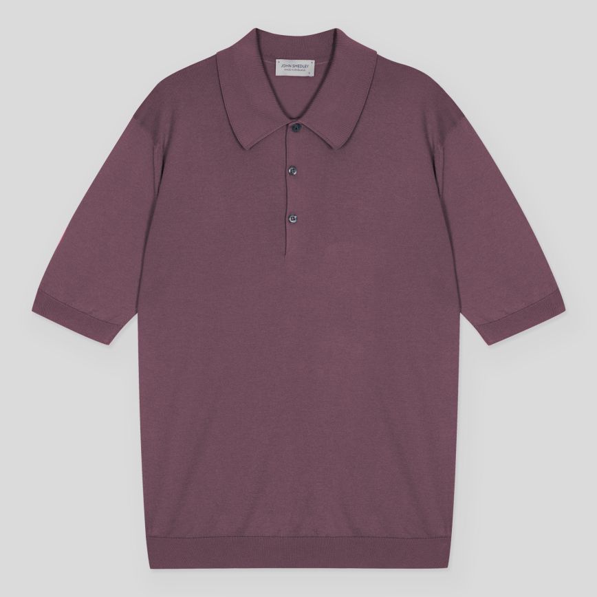Polo Isis manica corta sea island cotton amaranth John Smedley