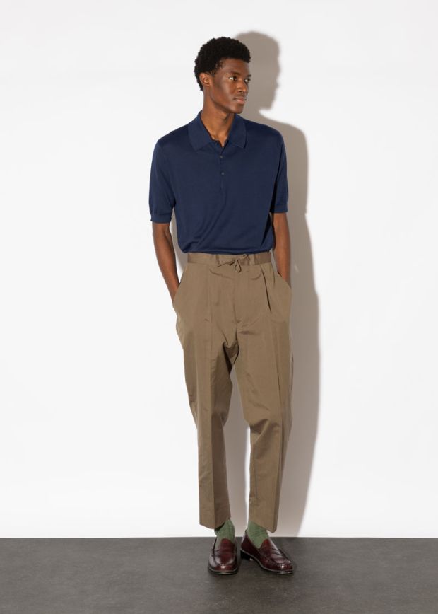 Polo Isis manica corta sea island cotton French navy John Smedley
