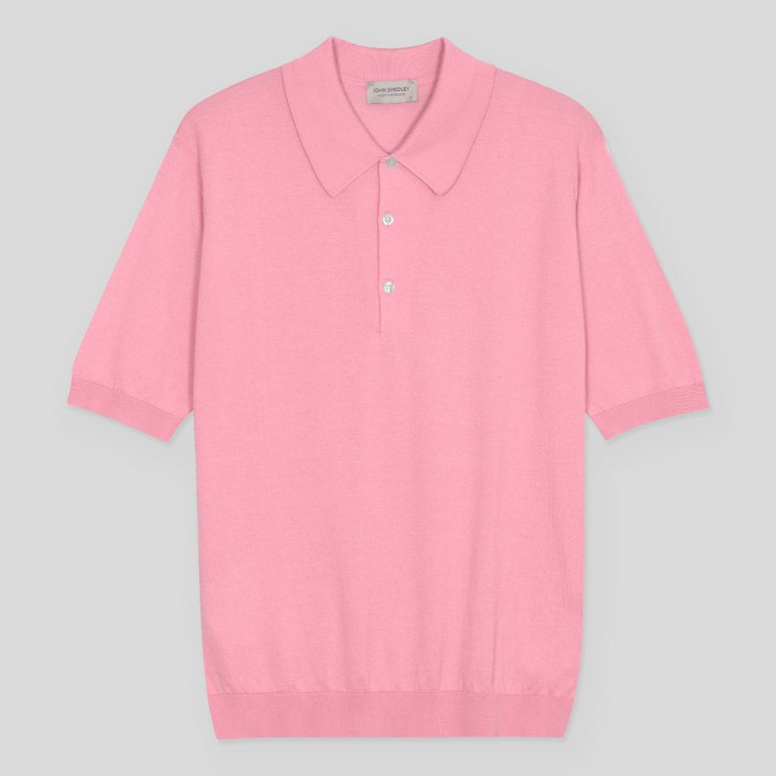 Polo Isis manica corta sea island cotton Glass pink John Smedley