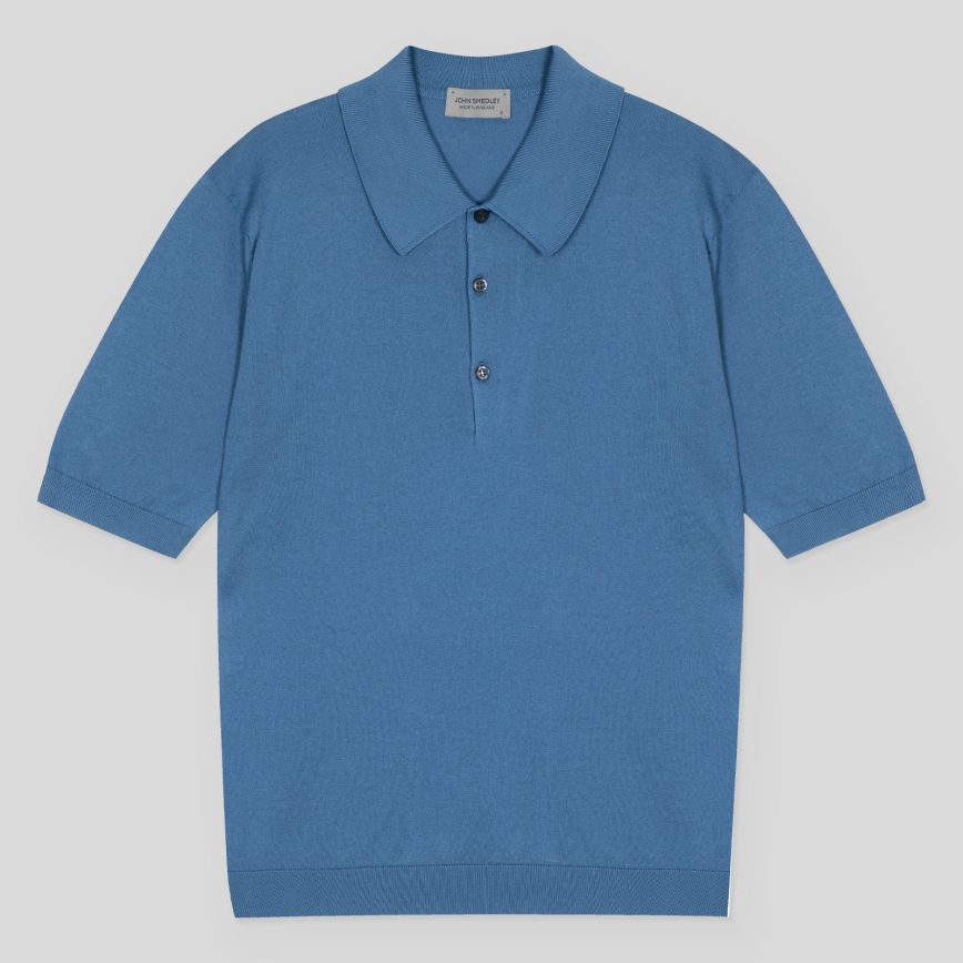 Polo Isis manica corta sea island cotton Skye blue John Smedley