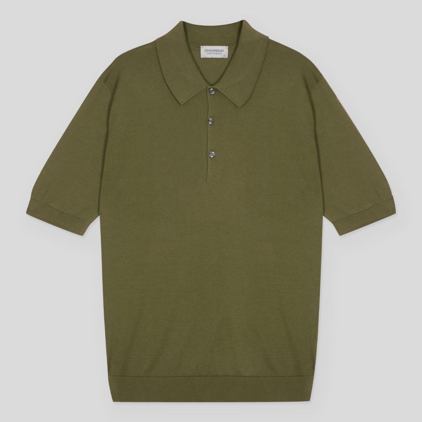 Polo Isis manica corta sea island cotton tarragon John Smedley