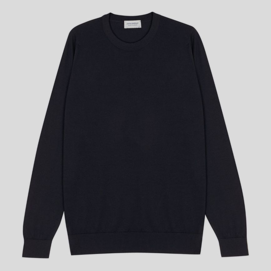 Pullover girocollo Rowland sea island cotton navy John Smedley