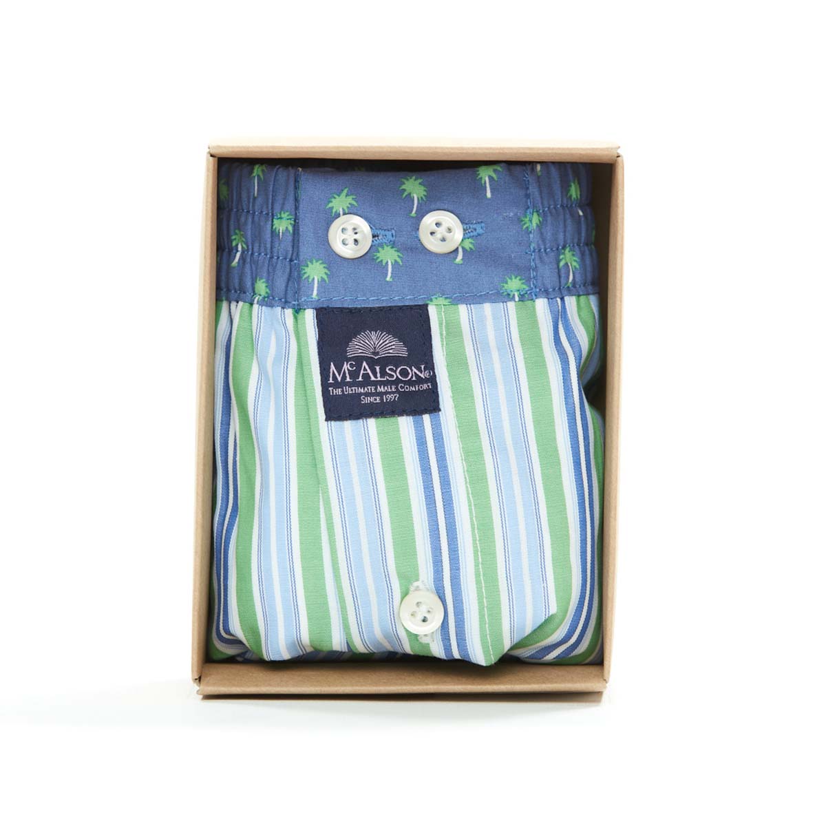 Boxer palme rigato verde azzurro McAlson