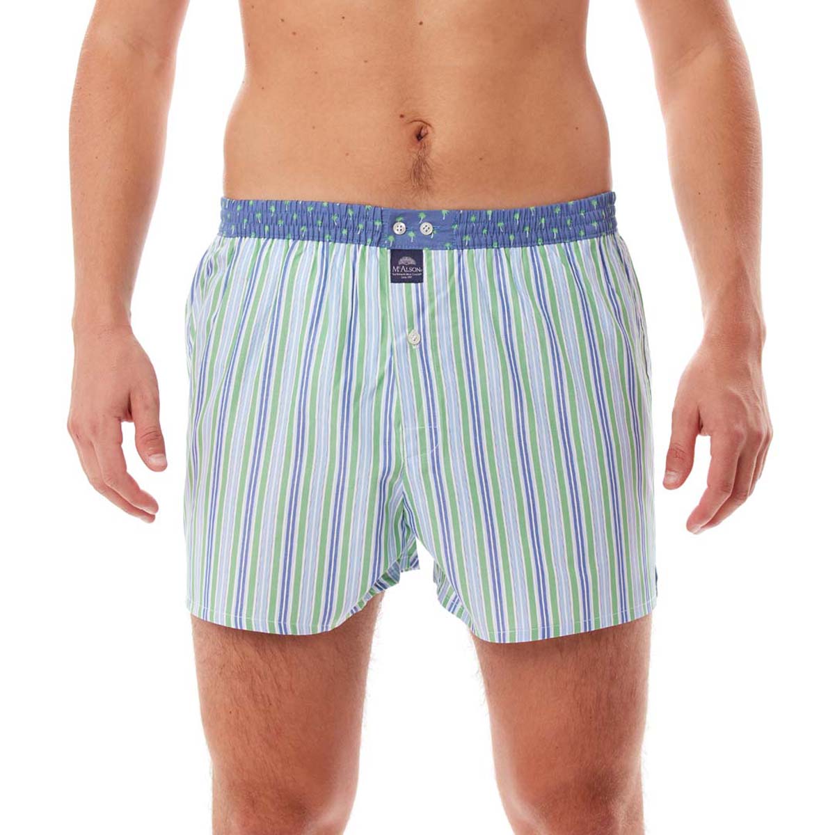 Boxer palme rigato verde azzurro McAlson