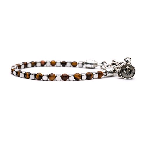 Bracciale cubetto ematite occhio di tigre PON - MONSIEUR