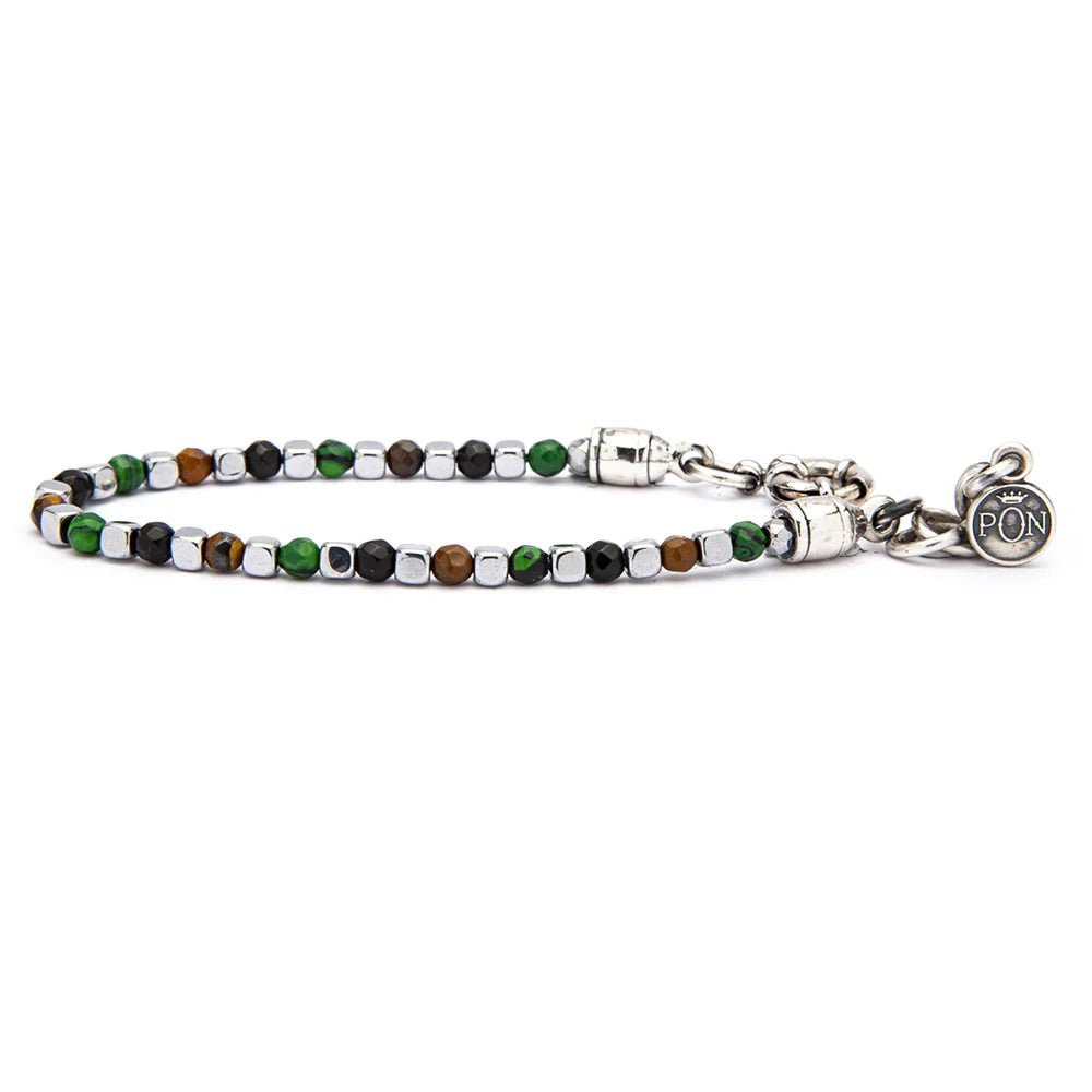 Bracciale cubetto malachite occhio di tigre onice PON - MONSIEUR