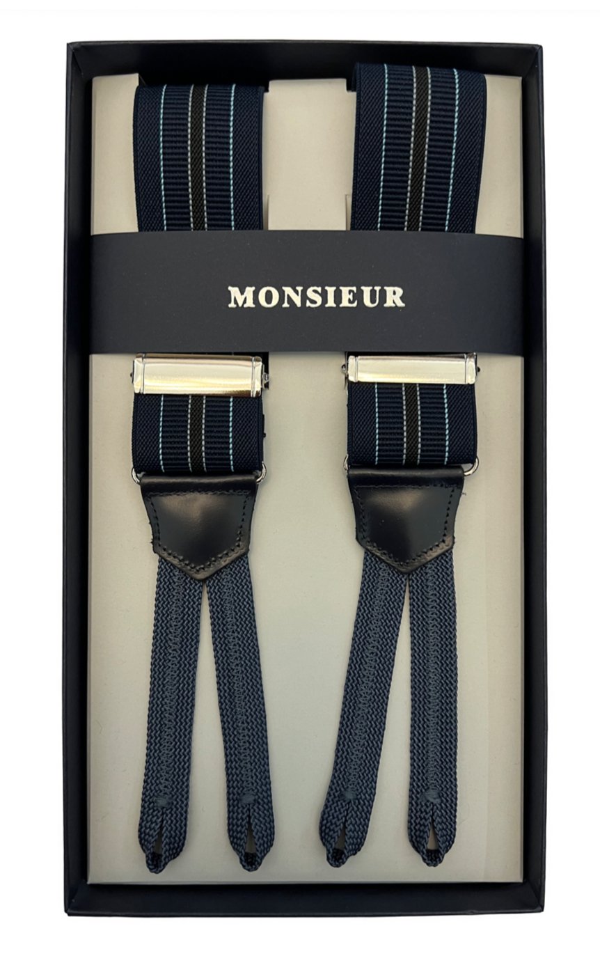 Bretelle regimental blu light blue Monsieur - MONSIEUR