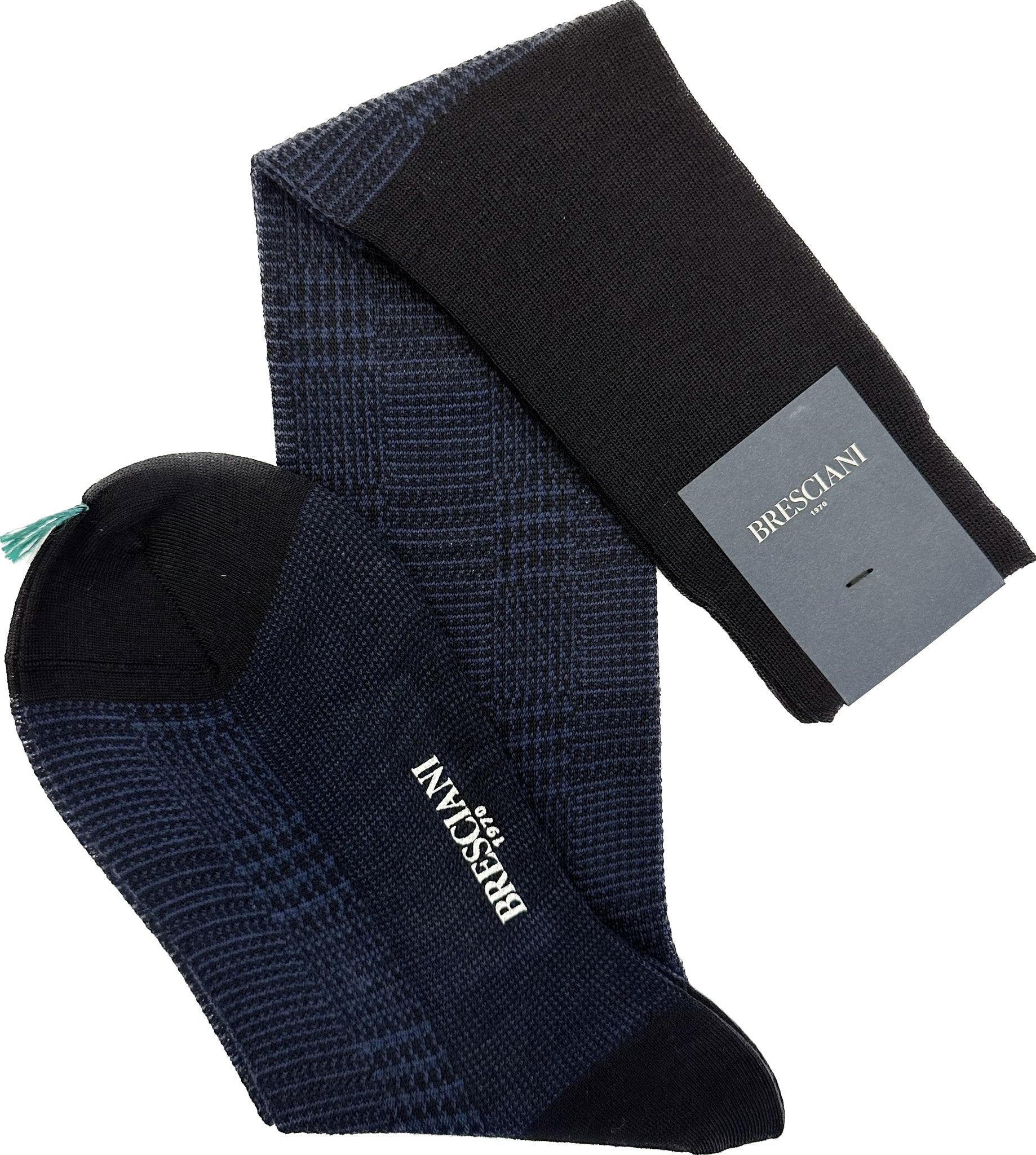Calze lana principe di Galles blu bluette Bresciani - MONSIEUR