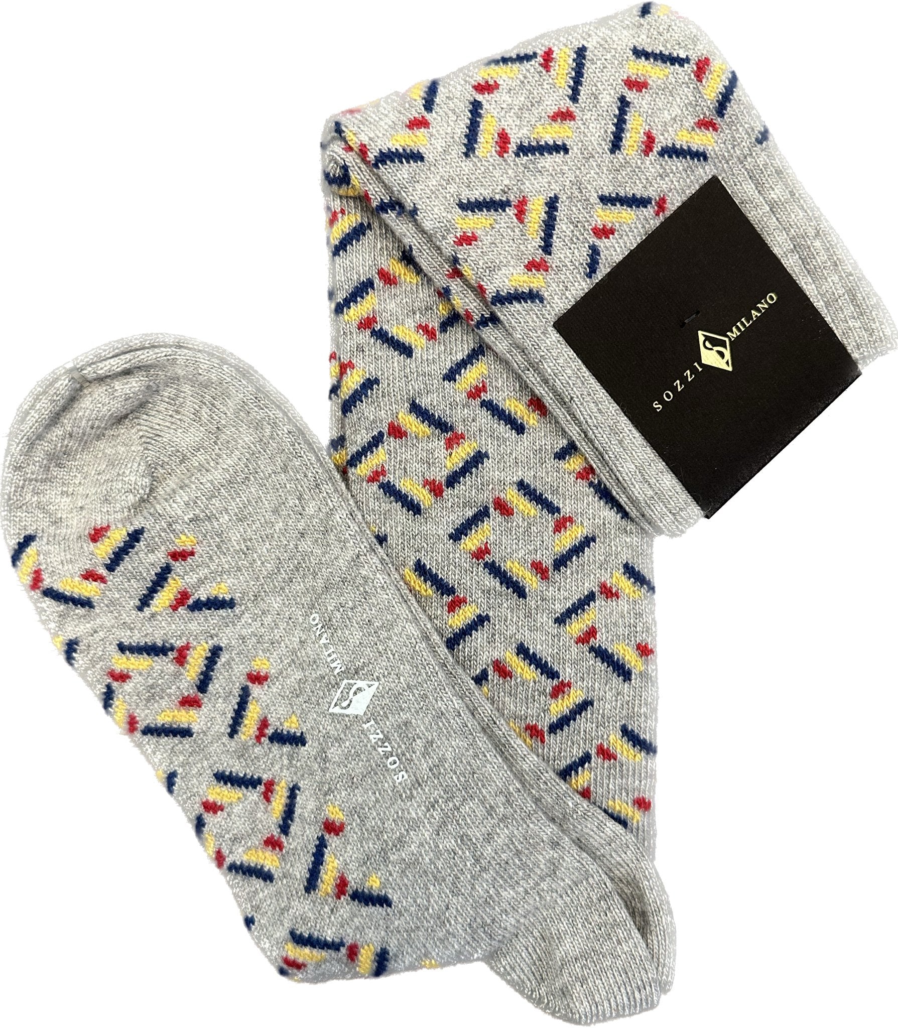 Calze lunghe cashmere rombi grigia chiara Sozzi - MONSIEUR