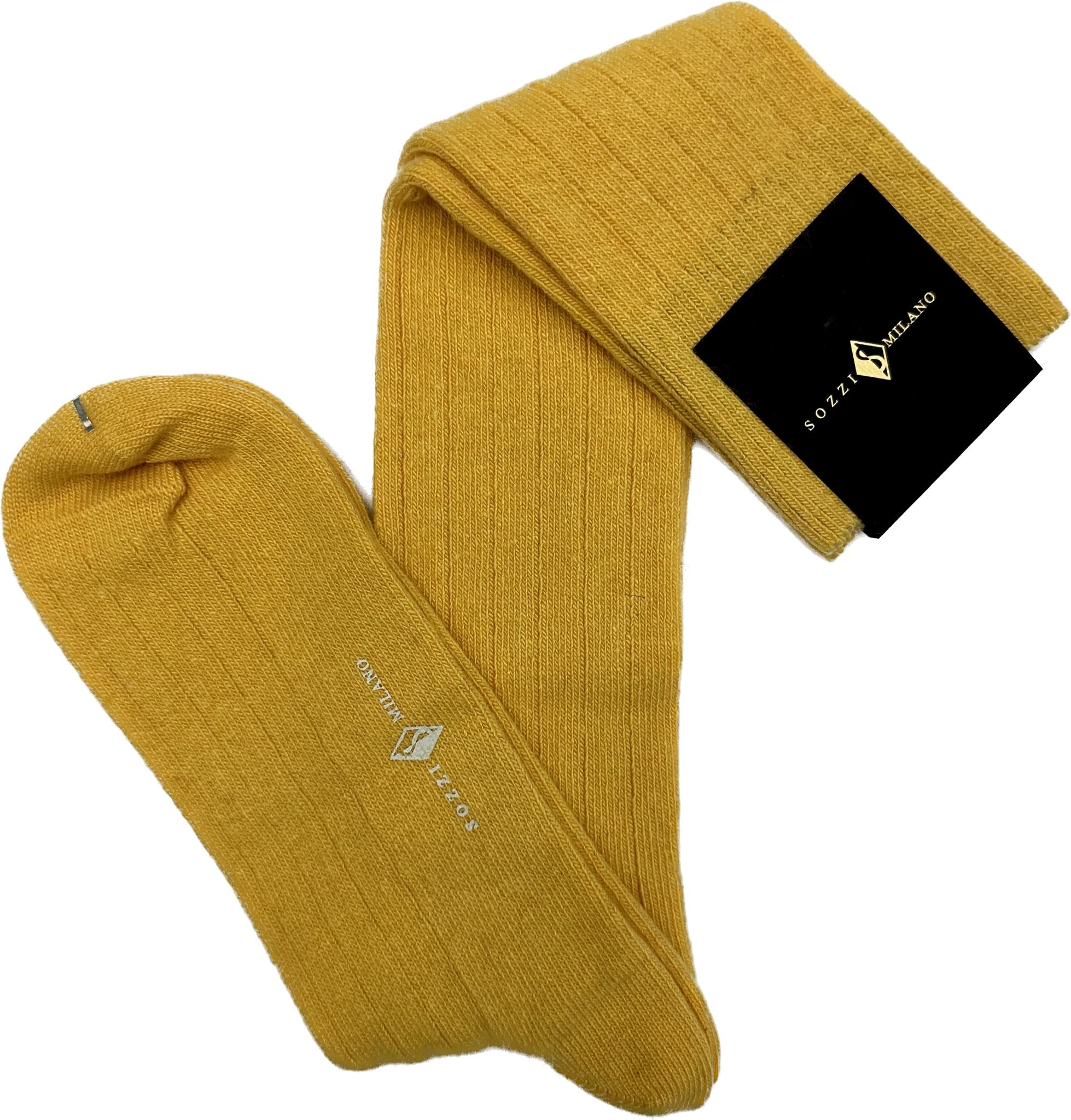 Calze lunghe cashmere tinta unita gialle Sozzi - MONSIEUR