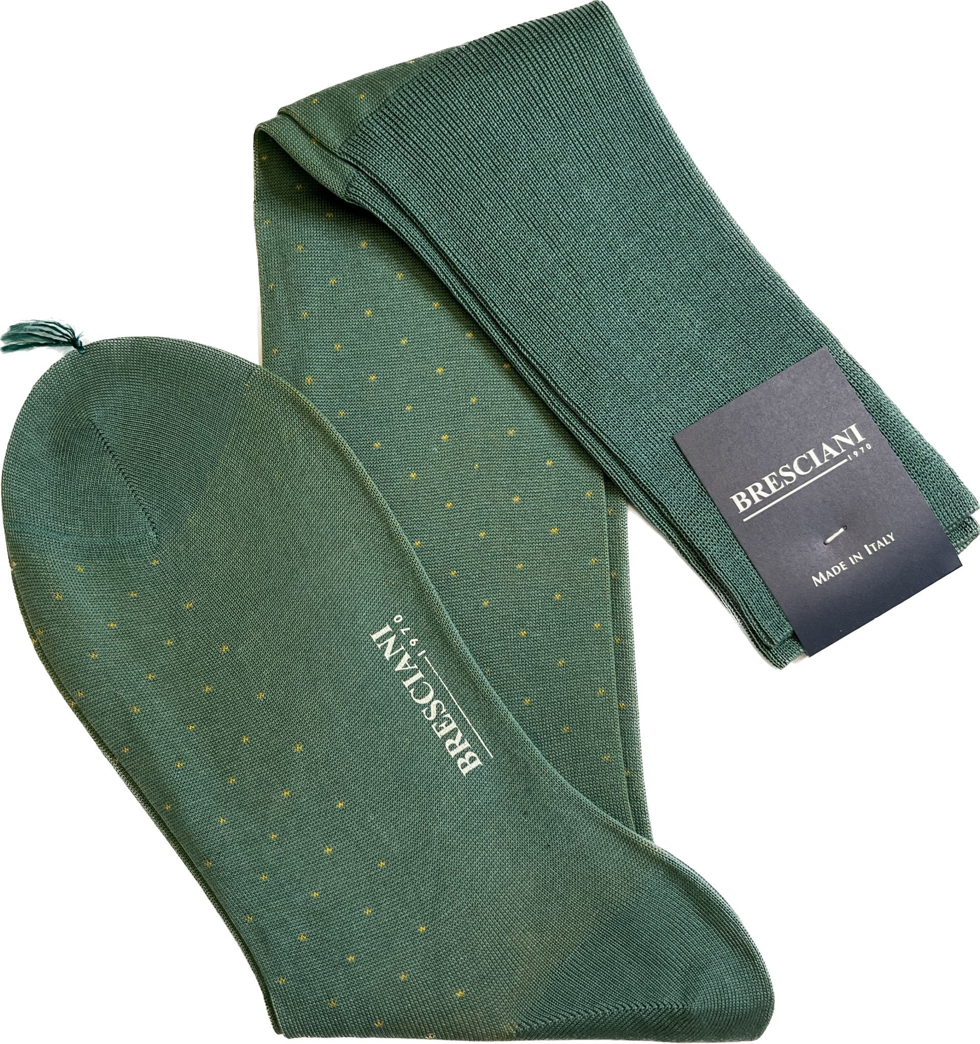 Calze micro pois menta giallo Bresciani - MONSIEUR
