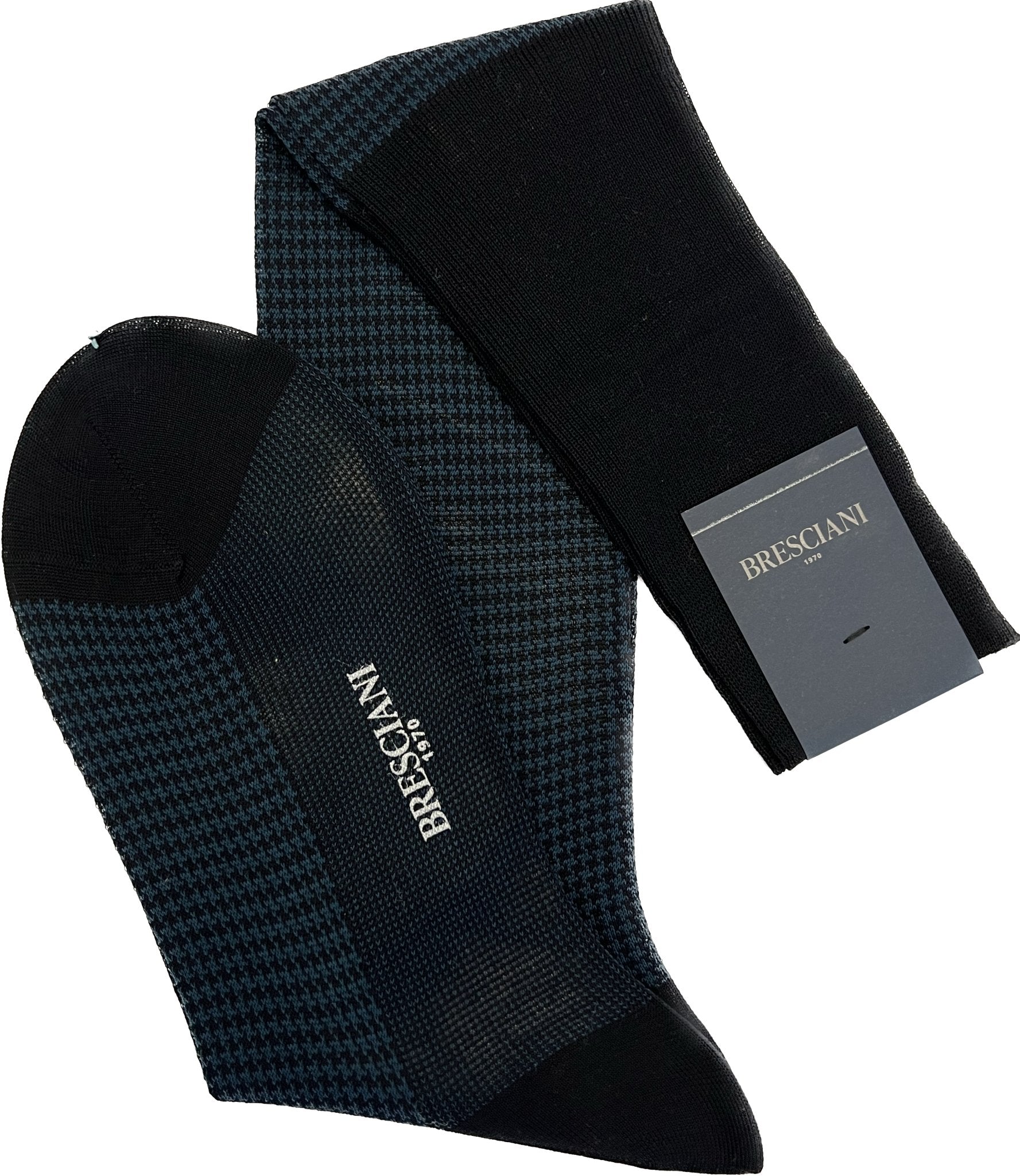 Calze pied de poule blu bluette Bresciani - MONSIEUR