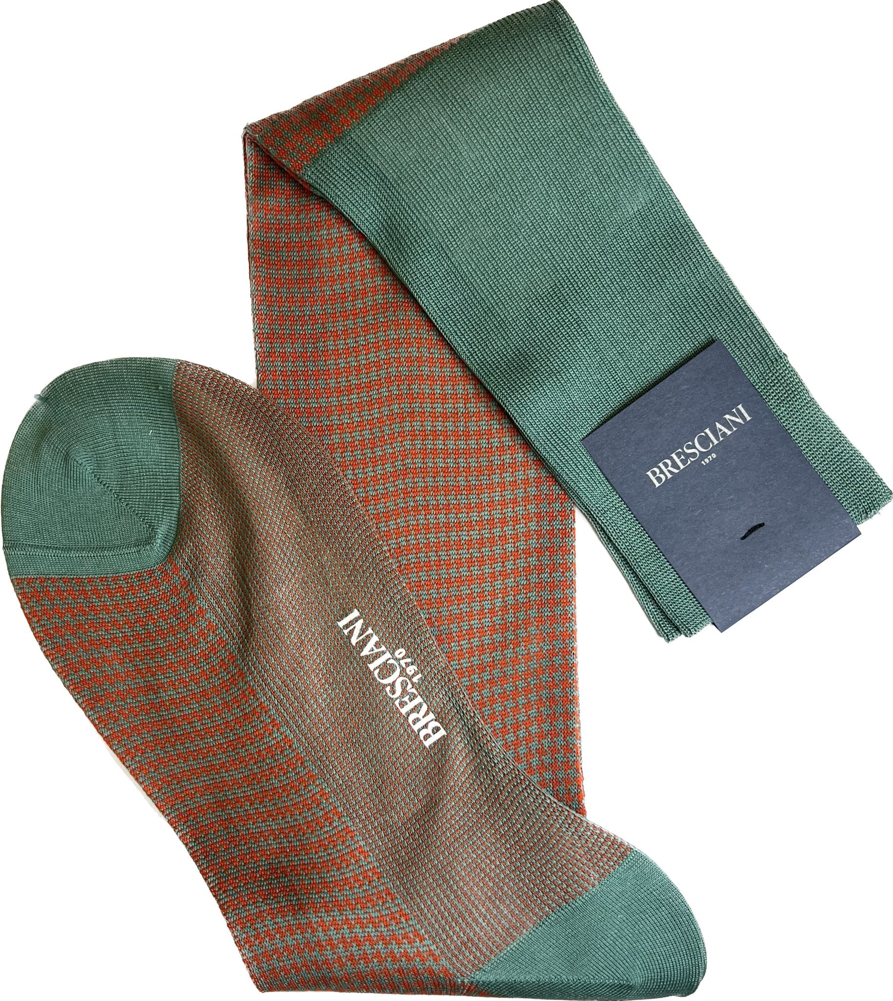 Calze pied de poule menta mattone Bresciani - MONSIEUR