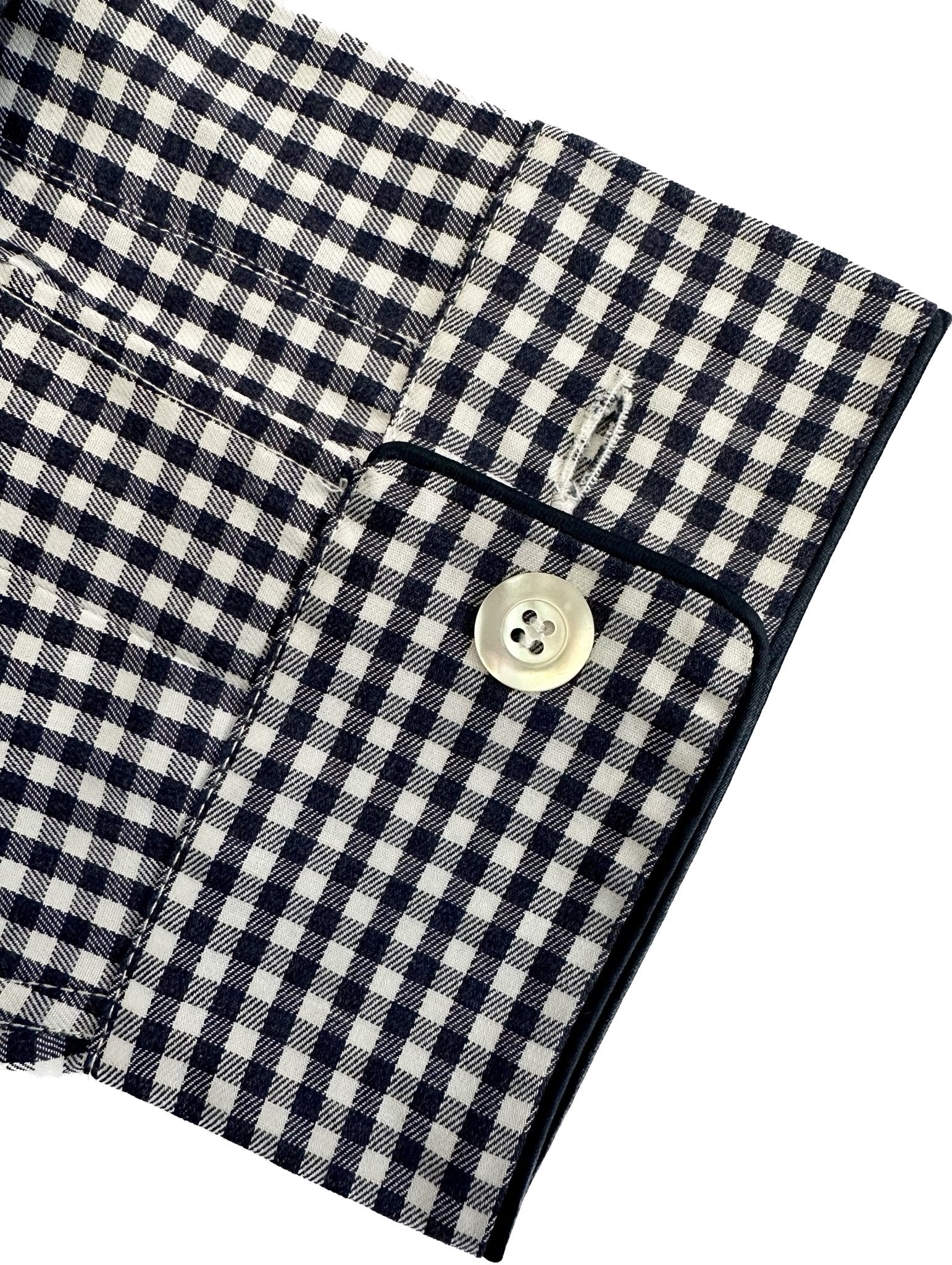 Camicia da notte cotone flanellato check blu bianco Monsieur - MONSIEUR