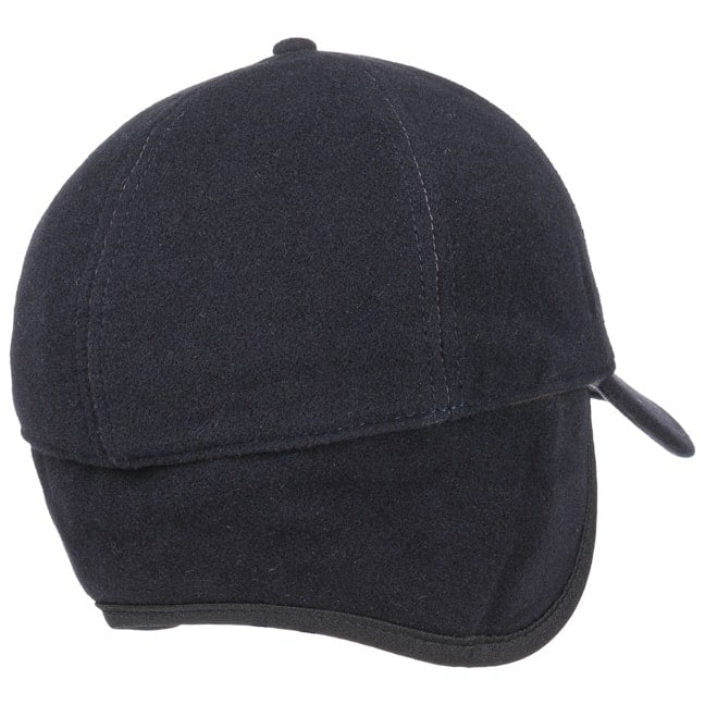 Cappellino baseball con paraorecchie lana cashmere blu scuro Stetson - MONSIEUR