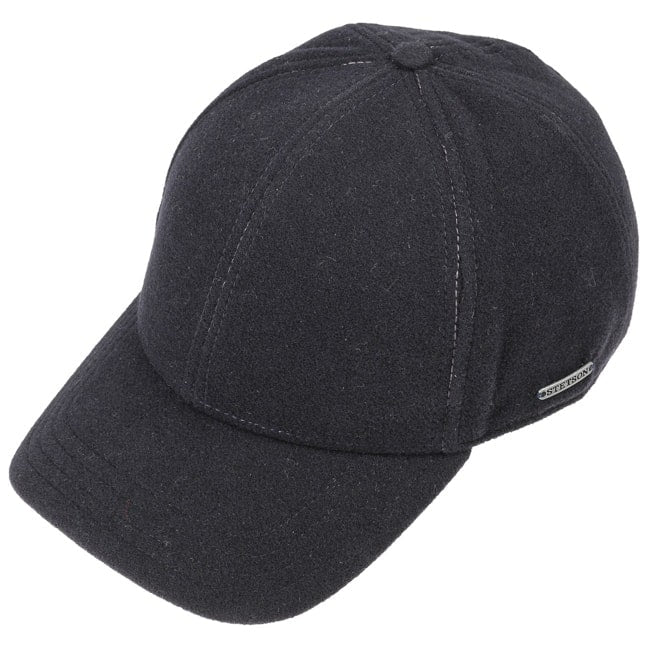 Cappellino baseball con paraorecchie lana cashmere blu scuro Stetson - MONSIEUR