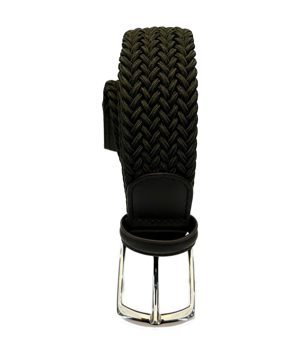 Cintura elasticizzata verde militare rifinita moro Monsieur - MONSIEUR