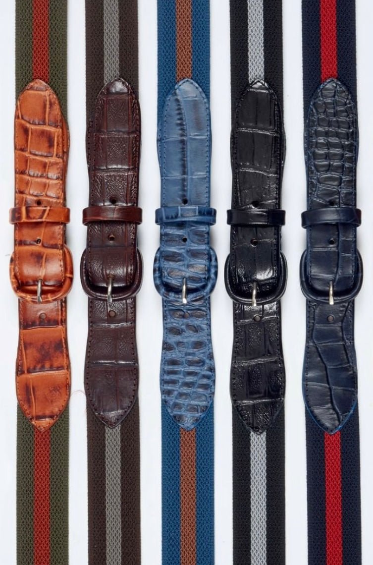 Cintura regimental elasticizzata verde arancione Monsieur - MONSIEUR