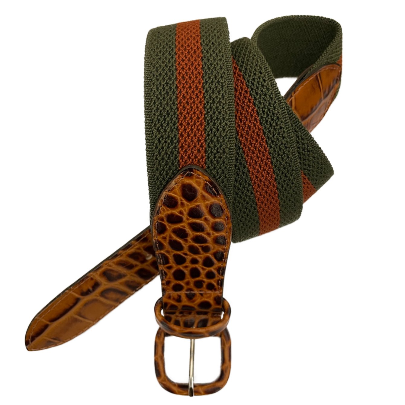 Cintura regimental elasticizzata verde arancione Monsieur - MONSIEUR