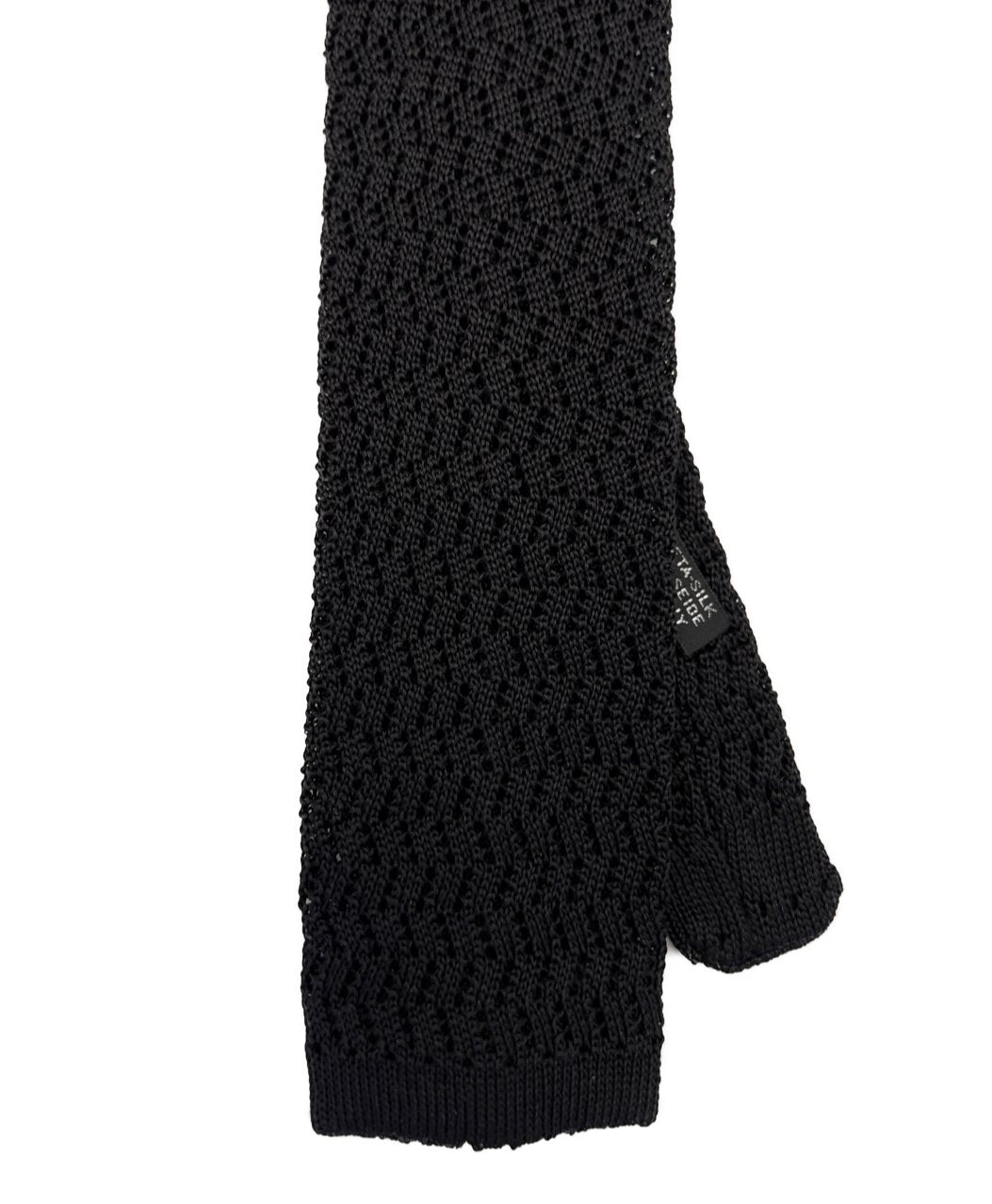 Cravatta nera maglia di seta zig zag Monsieur - MONSIEUR