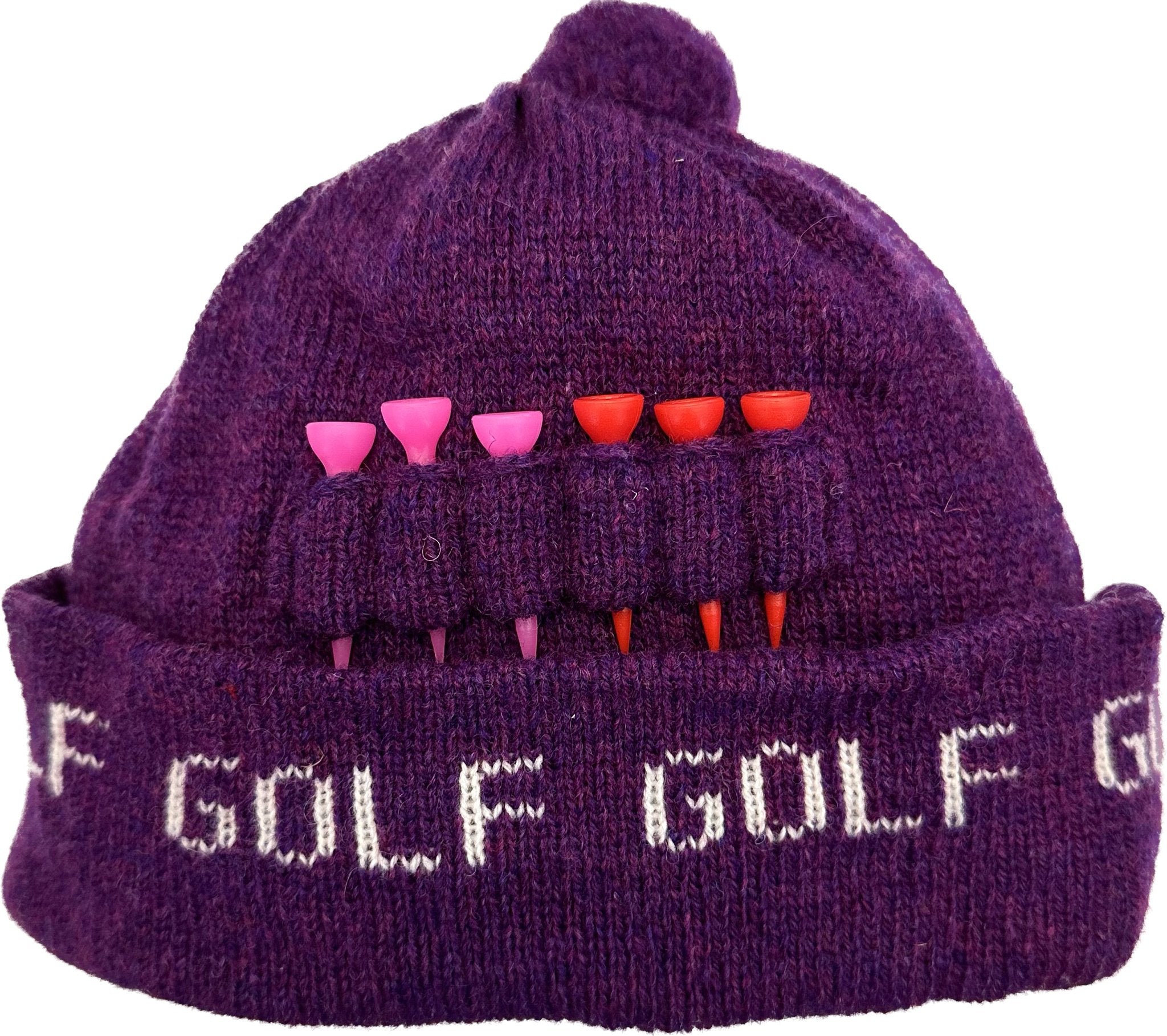 Cuffia lana pom pom viola Golf Woolyhatz - MONSIEUR