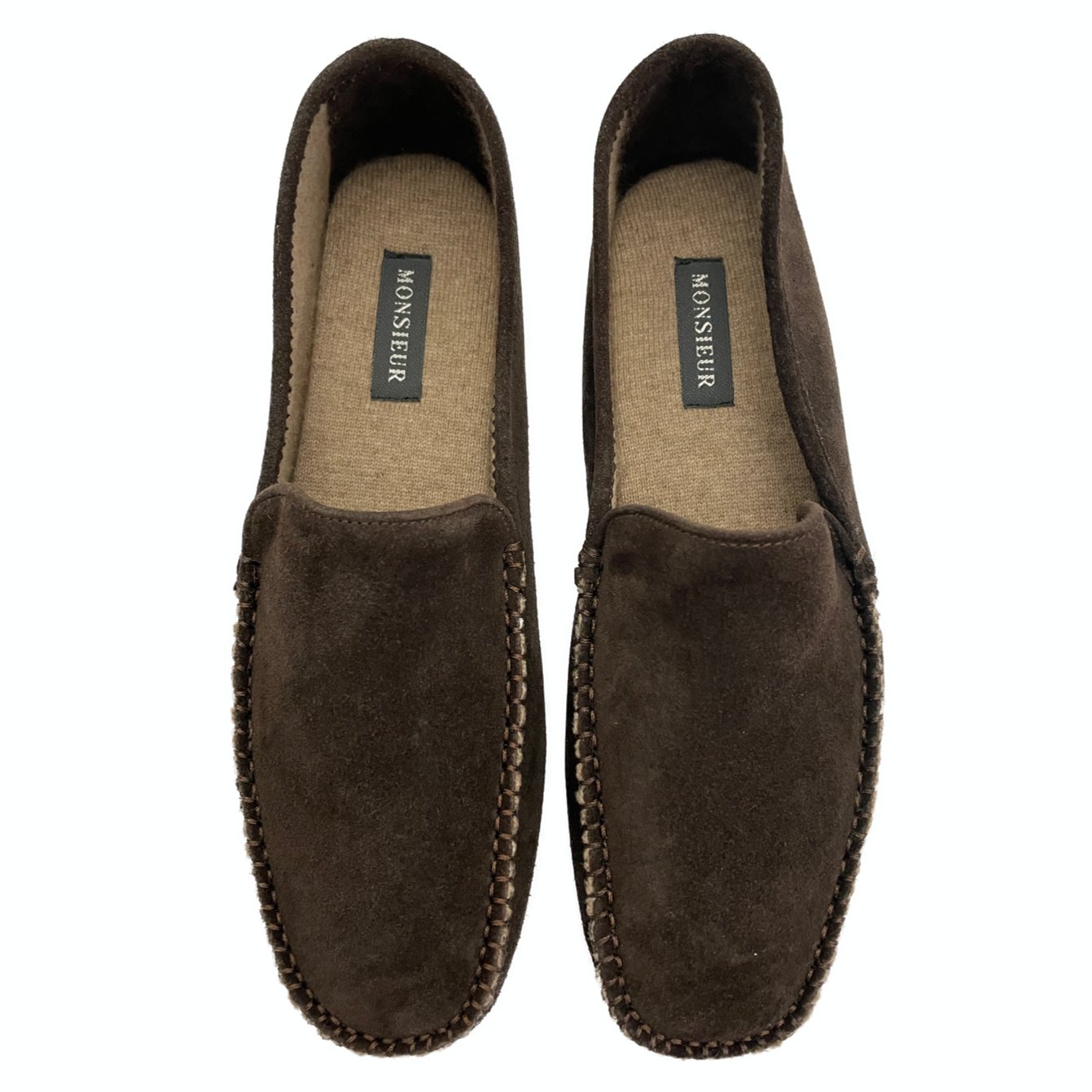 Mocassino da casa camoscio cashmere moro Monsieur - MONSIEUR