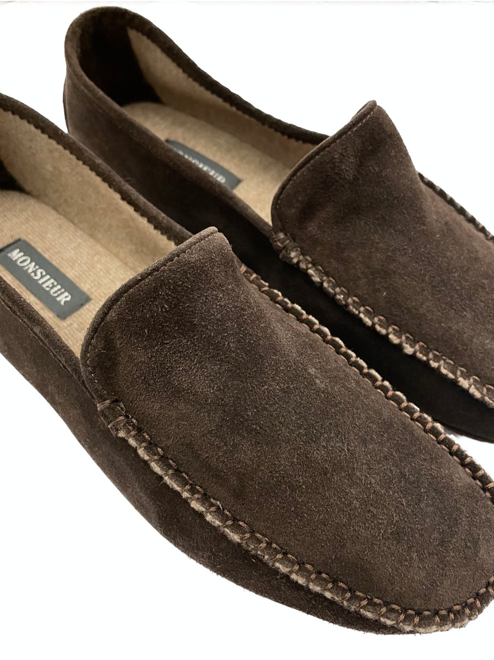 Mocassino da casa camoscio cashmere moro Monsieur - MONSIEUR