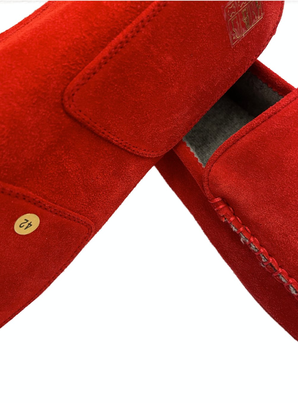 Mocassino da casa camoscio cashmere rosso Monsieur - MONSIEUR