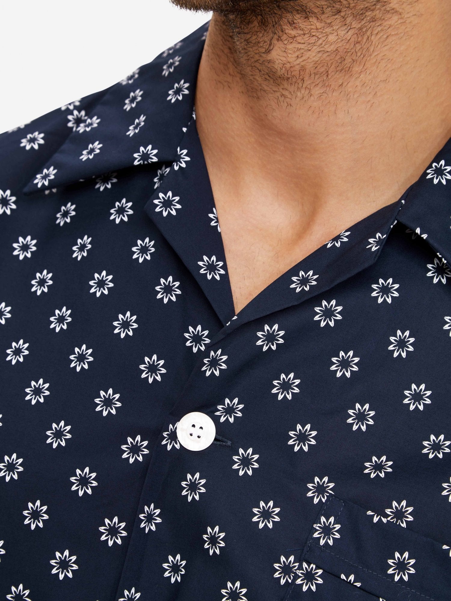 Pigiama corto cotone fantasia navy Derek Rose - MONSIEUR