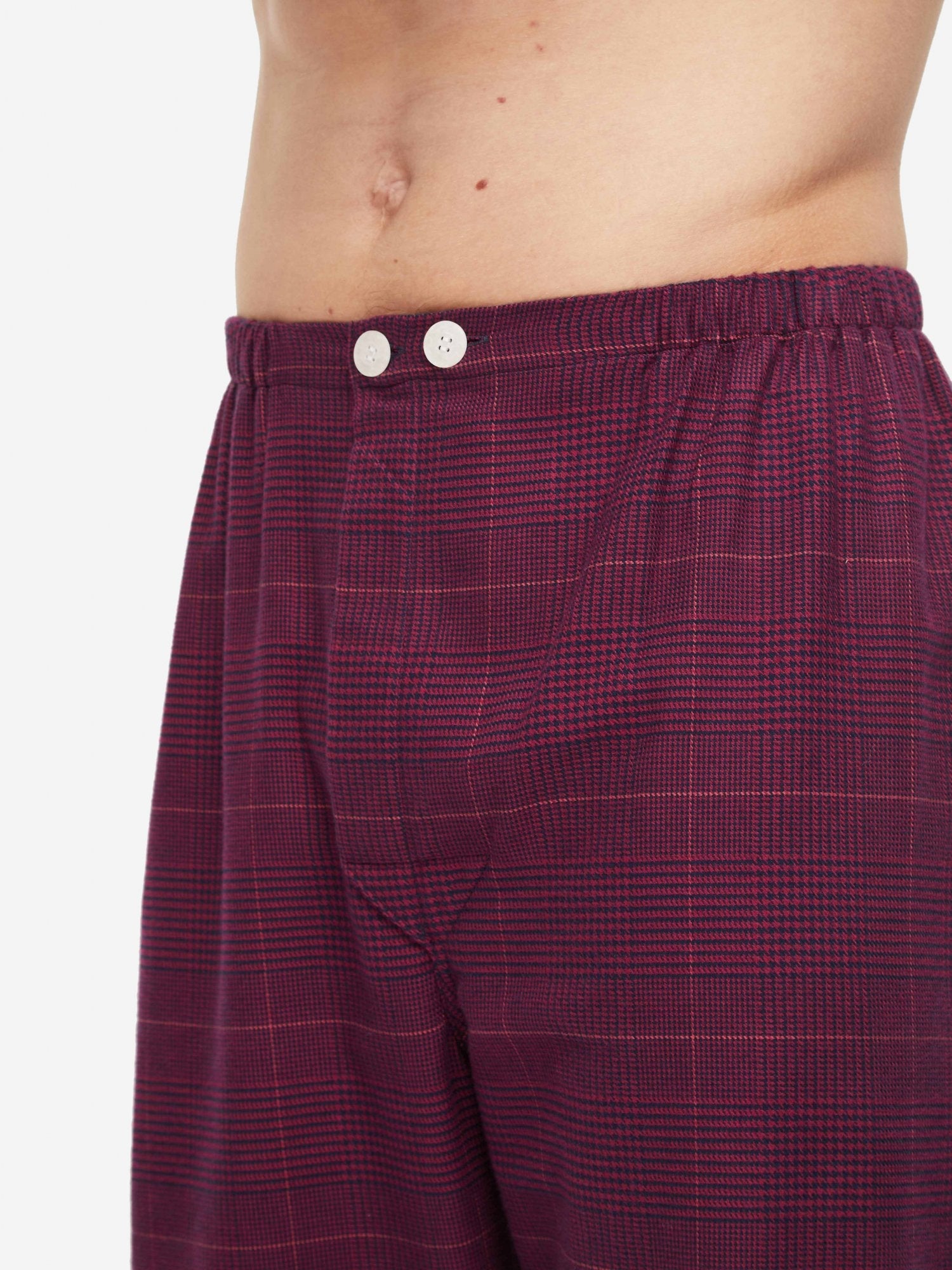 Pigiama lungo cotone brushed multi check rosso blu Derek Rose - MONSIEUR