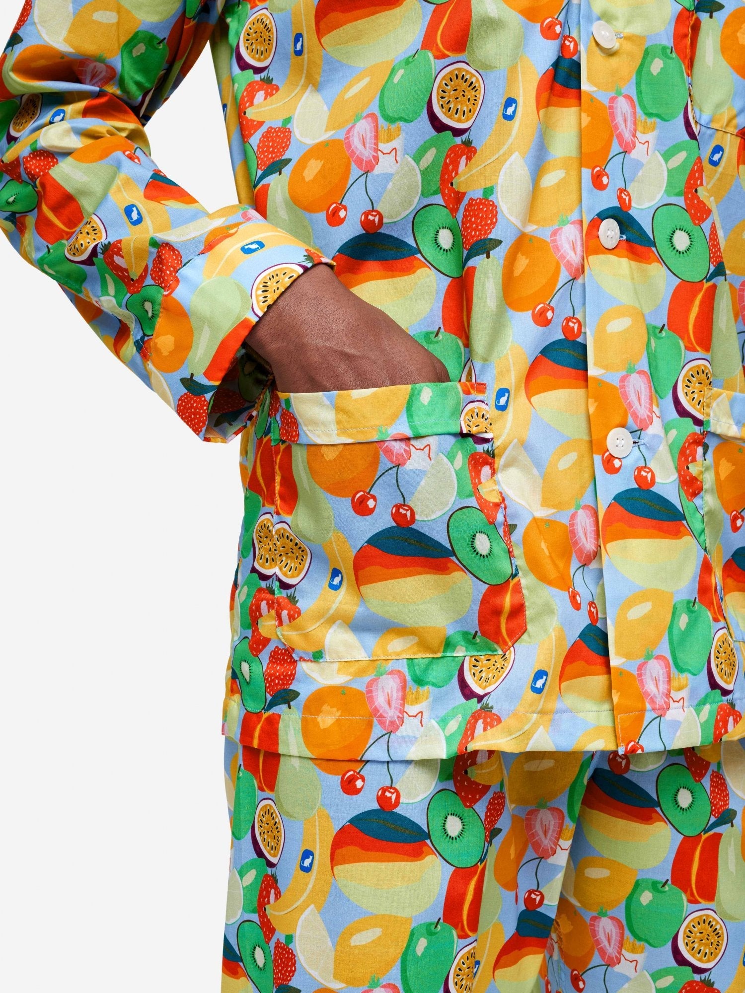 Pigiama lungo cotone fantasia tutti frutti Derek Rose - MONSIEUR