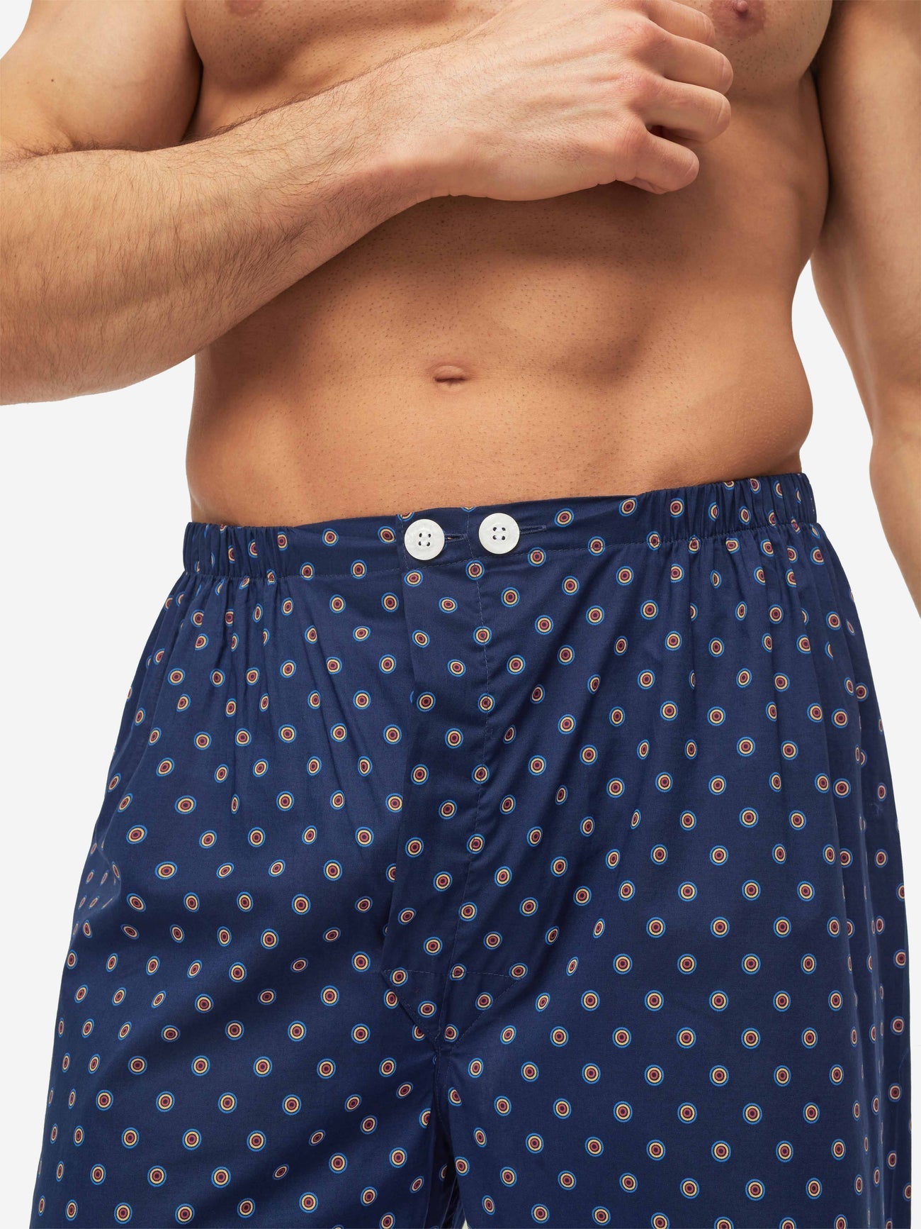 Pigiama lungo cotone pois blu rosso Derek Rose - MONSIEUR