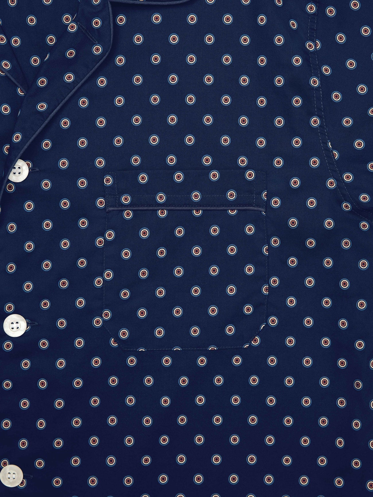 Pigiama lungo cotone pois blu rosso Derek Rose - MONSIEUR