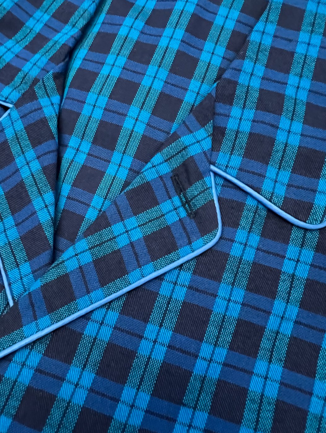 Pigiama lungo flanella check cobalto Monsieur - MONSIEUR