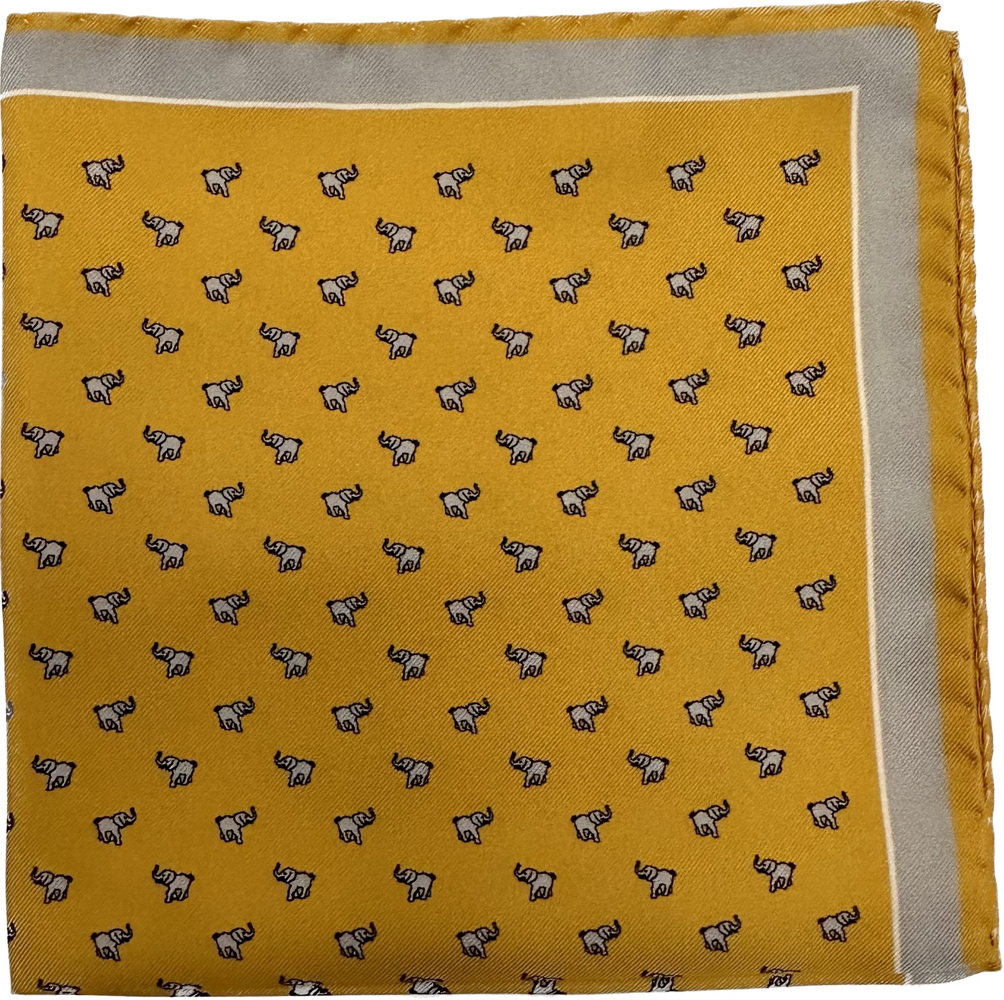 Pocket square elefantini gialla seta Fefe' - MONSIEUR