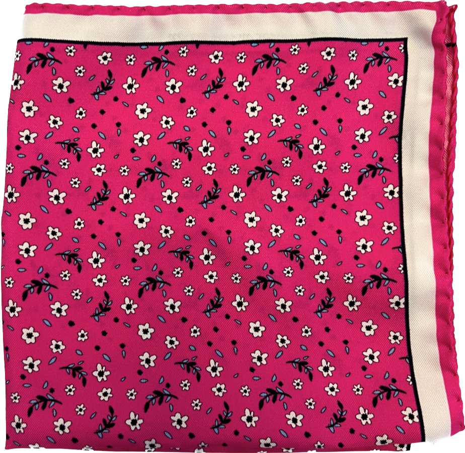 Pocket square fiorellini fucsia seta Fefè - MONSIEUR