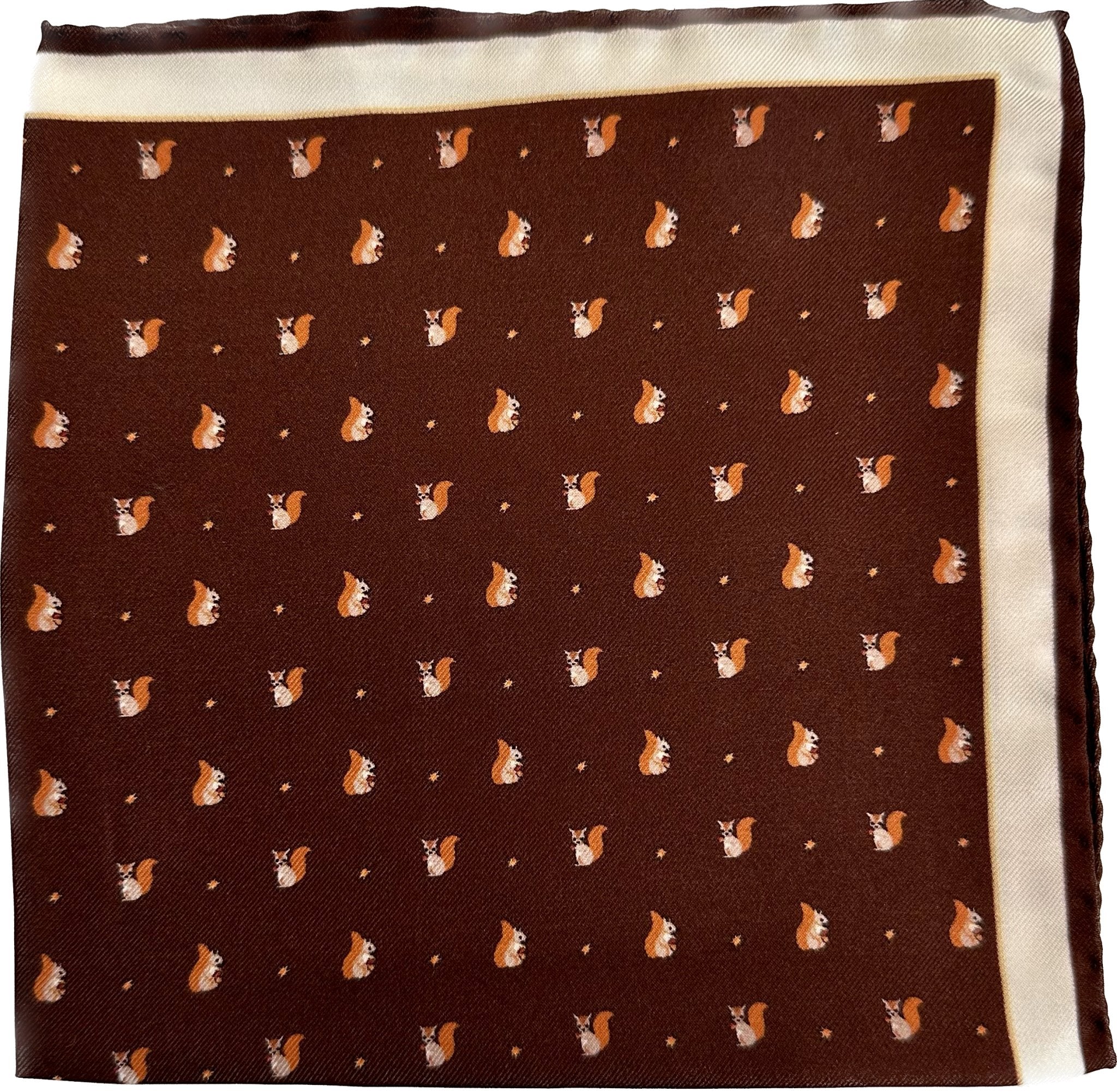 Pocket square scoiattolo marrone seta Fefè - MONSIEUR