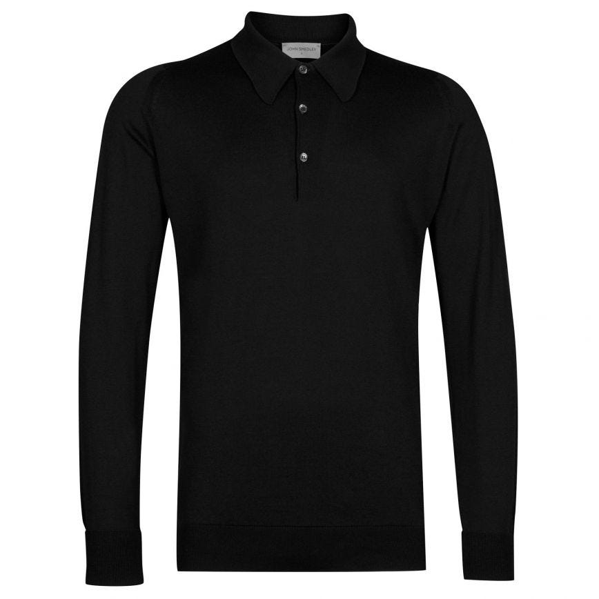 Polo Finchley manica lunga black John Smedley - MONSIEUR