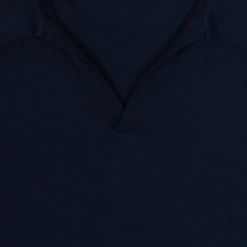 Polo Puck senza bottoni manica lunga indigo John Smedley - MONSIEUR