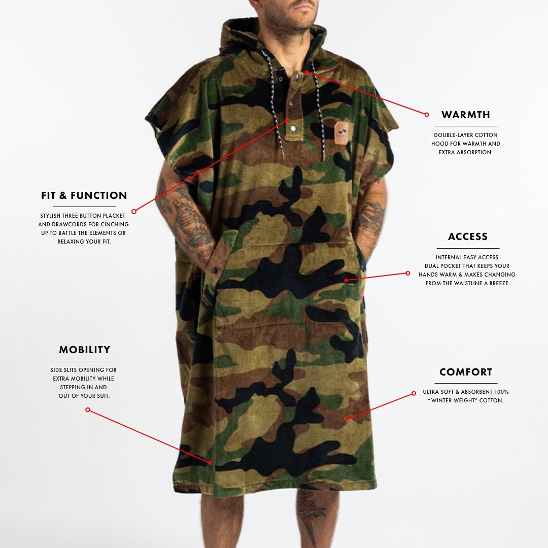 Poncho con cappuccio camo Slowtide - MONSIEUR