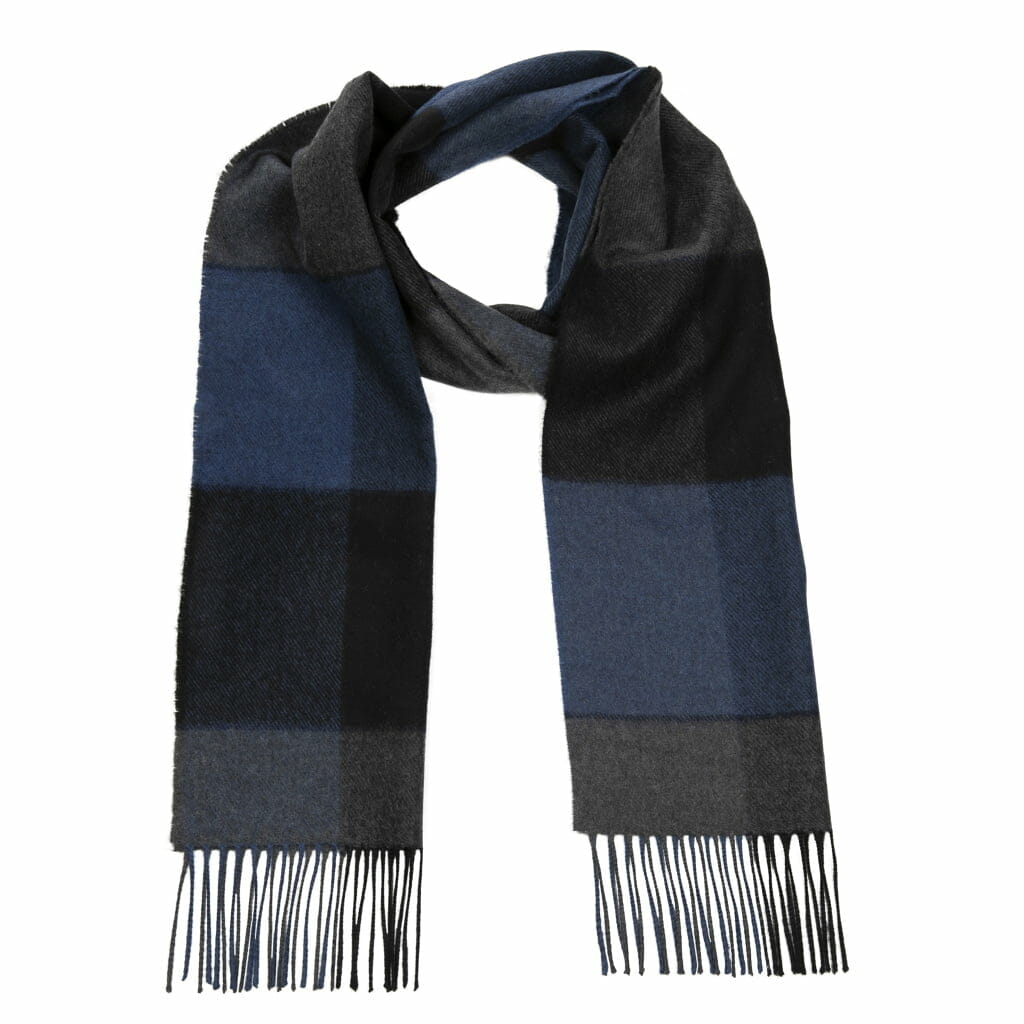 Sciarpa check luxury wool denim nera grigia Monsieur - MONSIEUR