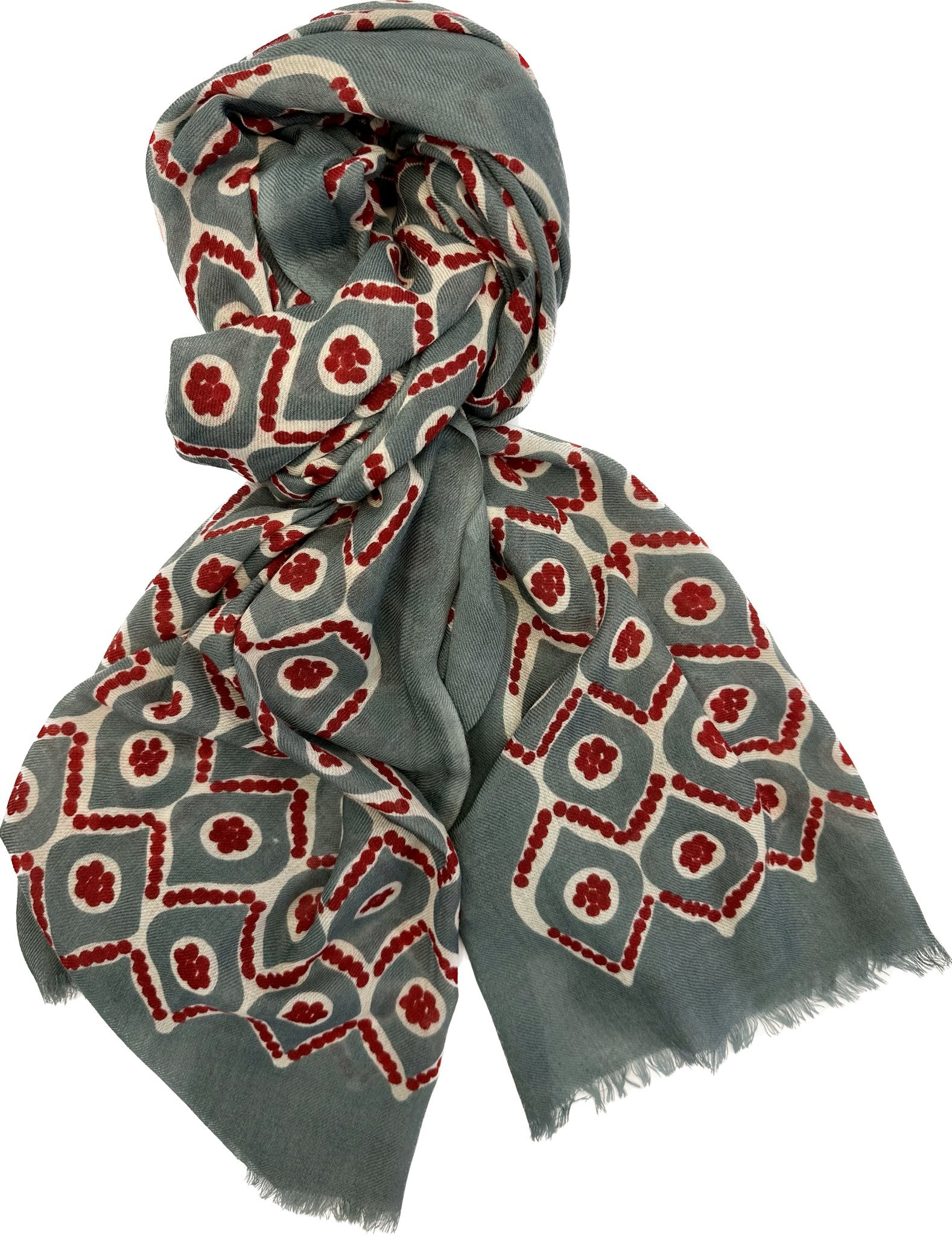 Sciarpa lana cashmere fantasia carta da zucchero rossa Franco Bassi - MONSIEUR